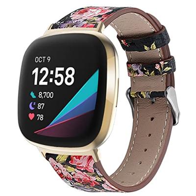 Fitbit Versa 3/4 & Sense 1/2 leren bandje - Bloemenprint Fitbit Versa 3/4 & Sense 1/2 leren bandje - Bloemenprint