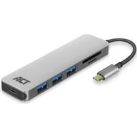 Hub ACT USB-C 3.0, 3x USB-A cardreader PD p-through - thumbnail