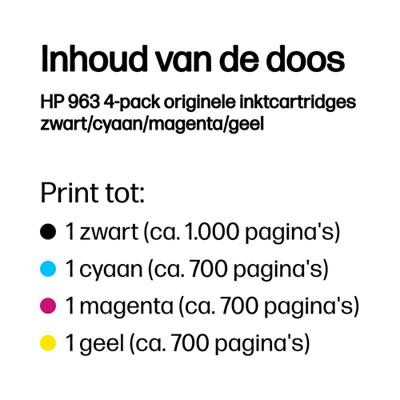 HP 963 Inktcartridge 4-pack Origineel Kleur 6ZC70AE Inkt