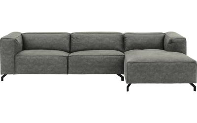 Goossens Bank Calvin grijs, micro leer, 3,5-zits, modern design