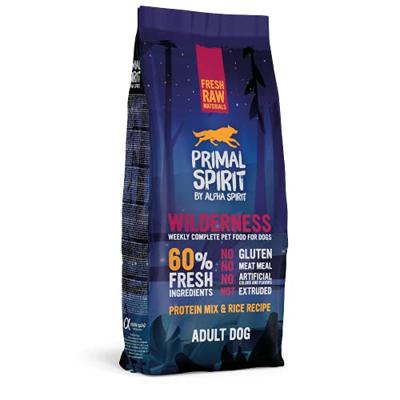 PRIMAL SPIRIT Wilderness 60% Vlees Varkensvlees en Kip - halfvochtig hondenvoer - 12 kg