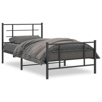 Bedframe met hoofd- en voeteneinde metaal zwart 107x203 cm