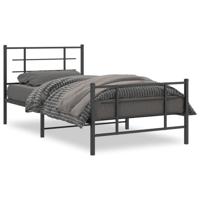 Bedframe met hoofd- en voeteneinde metaal zwart 107x203 cm - thumbnail