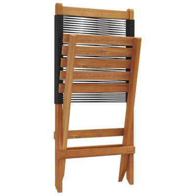 Tuinstoelen 2 st massief acaciahout en polypropeen zwart - thumbnail