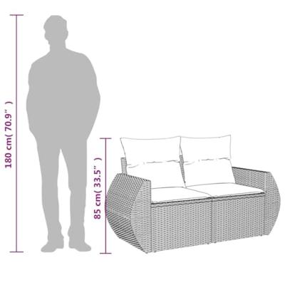 Tuinbank 2-zits met kussens poly rattan zwart Tuinbank 2-zits met kussens poly rattan zwart