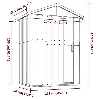 VidaXL Tuinschuur 126x97,5x177 cm gegalvaniseerd staal antracietkleur VidaXL Tuinschuur 126x97,5x177 cm gegalvaniseerd staal antracietkleur