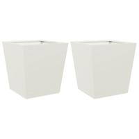Plantenbakken 2 st 40x40x40 cm staal wit - thumbnail