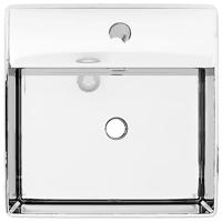 VidaXL Wastafel met overloop 41x41x15 cm keramiek zilverkleurig - thumbnail