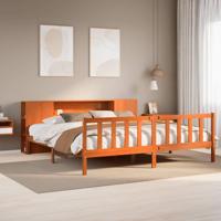 Bed met boekenkast zonder matras grenenhout wasbruin 180x200 cm - thumbnail