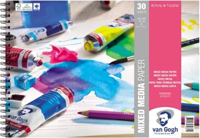 Van Gogh • spiraalgebonden blok met mix media-papier 30 vellen 300 g formaat 29,7 x 21 cm (a4)