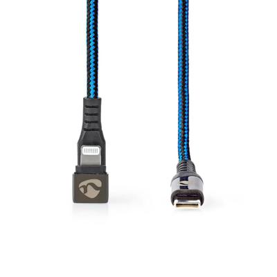Data- en oplaadkabel | USB-C- Male naar Apple Lightning 8-pins Male | Gaming connector 180° | 2,