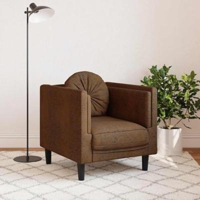 Fauteuil met kussen fluweel bruin Fauteuil met kussen fluweel bruin