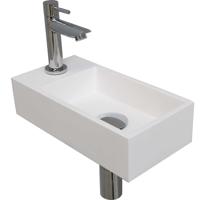 Fonteinset INK Versus 36x18x9 cm Polystone Mat Wit Met Kraangat Links Chroom - thumbnail