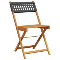 Bistrostoelen 2 st massief acaciahout en poly rattan zwart - thumbnail