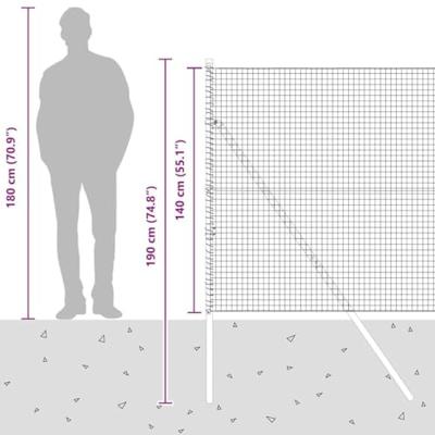 VidaXL Afrasteringspaal zilver 10 x 1,4 m (25 x 25 mm gaas) staal