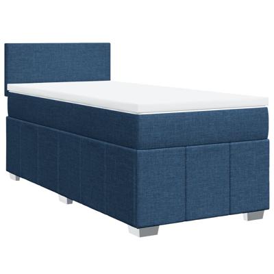 Boxspring met matras stof blauw 90x190 cm