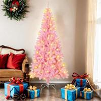 VidaXL Kerstboom met 300 led met standaard roze 180 cm pvc - thumbnail