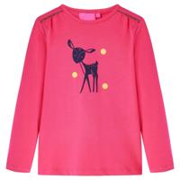 Kindershirt met lange mouwen hertenprint 140 felroze - thumbnail