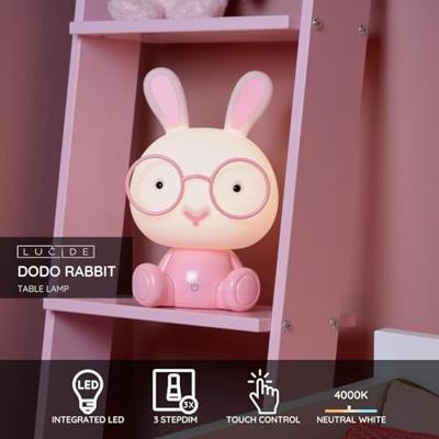 Lucide DODO RABBIT - Tafellamp Kinderkamer - LED 3 StepDim - 1x3W 4000K - Roze