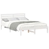Bedframe met hoofdeinde Wit 140 x 210 cm Massief grenenhout - thumbnail