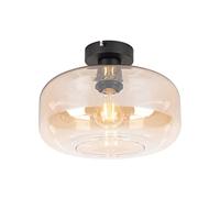 QAZQA Art deco plafondlamp zwart met amber glas - Bizle - thumbnail