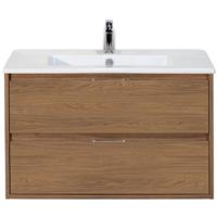 Porto Badmeubelset 90 cm - Honey - Keramische Wastafel Wit Slim - thumbnail