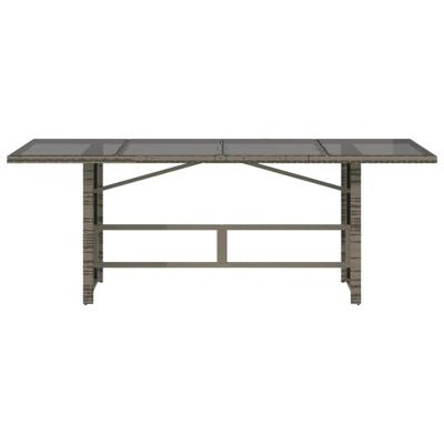 Tuintafel met glazen blad 190x80x74 cm poly rattan grijs - thumbnail