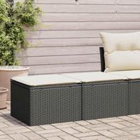 2-delige Loungeset met kussens poly rattan acacia zwart - thumbnail