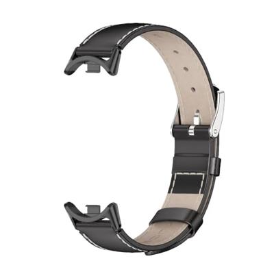 Echt leren bandje - Zwart met zwarte aansluiting - Xiaomi Smart Band 8 & 9 Echt leren bandje - Zwart met zwarte aansluiting - Xiaomi Smart Band 8 & 9
