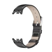 Echt leren bandje - Zwart met zwarte aansluiting - Xiaomi Smart Band 8 & 9 - thumbnail