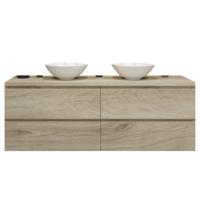 Badkamermeubelset Gliss Zeus 200 cm Licht Grijs Eiken Met Waskom - thumbnail