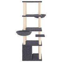 Kattenmeubel met sisal krabpalen 147 cm donkergrijs - thumbnail