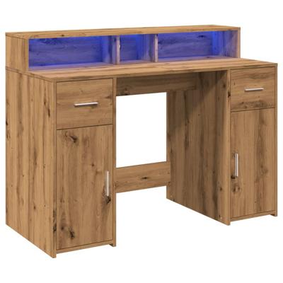 Bureau met LED-verlichting 120x55x91 cm hout artisanaal eiken - thumbnail