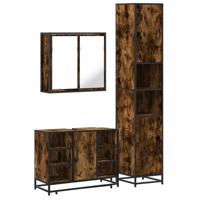 3-delige Badkamermeubelset bewerkt hout gerookt eikenkleurig - thumbnail