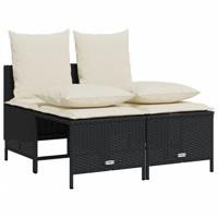 5-delige Loungeset met kussens poly rattan zwart - thumbnail