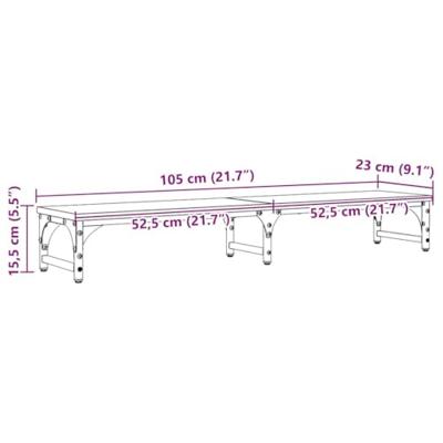 VidaXL Monitor stand zwart eiken 105 x 23 x 15,5 cm bewerkt hout