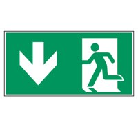 Nooduitgang naar beneden - 200 x 100 mm - Kunststof bord - thumbnail