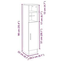 Badkamerkast met rolhouder 20,5x22x90 cm oud houtkleurig - thumbnail