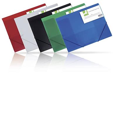 Q-CONNECT elastomap, A4, 3 kleppen en elastieken, transparant PP, rood