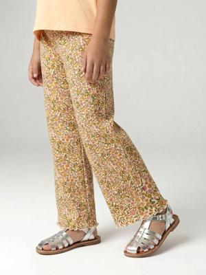 Meisjes legging in ribgebreide stof wit, bedrukt Meisjes legging in ribgebreide stof wit, bedrukt