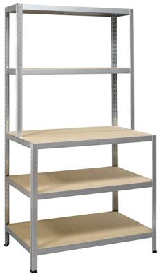 Avasco rek Strong Work, ft 186 x 100 x 60/30 cm, 5 legborden, gegalvaniseerd