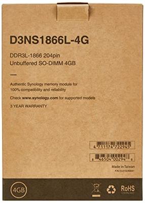 Synology D3NS1866L-4G Synology Werkgeheugen voor NAS DDR3L 4 GB 1 x 4 GB 1866 MHz 204-pins SO-DIMM D3NS1866L-4G - thumbnail