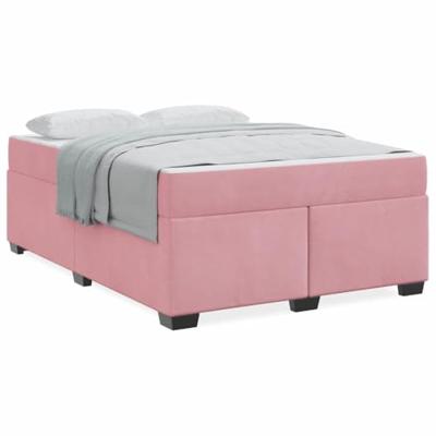Bedframe met matras met matras Roze 140 x 200 cm Fluweel