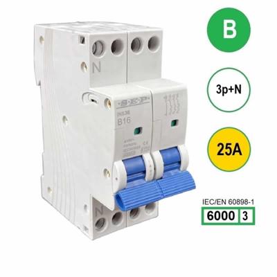 SEP krachtstroom installatieautomaat 25A INS36-3NB25 inst. 3p+n B25 6kA (36mm) 3101643025
