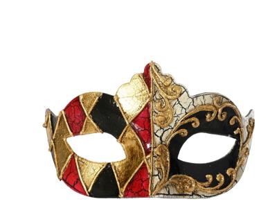 Masker polypropyln L16b10h9 cm rood/goud Decoris - Decoris