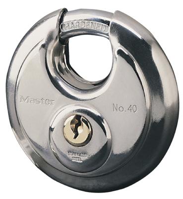 Masterlock 70mm diam. stainless steel body - hardened steel shrouded shackle, 9mm - 40EURD
