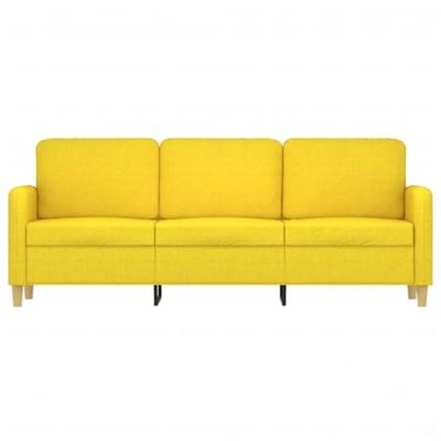 Driezitsbank 180 cm stof lichtgeel