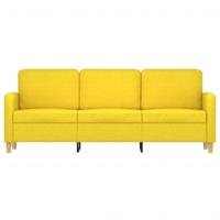 Driezitsbank 180 cm stof lichtgeel - thumbnail
