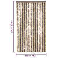 VidaXL Vliegengordijn 118x220 cm chenille donkerbruin en beige - thumbnail