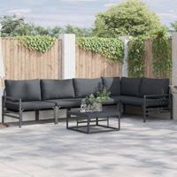 Tuinbankenset met kussen 6 pcs Zwart Staal - thumbnail